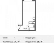 1-комнатная квартира площадью 34.2 кв.м, Донецкая улица, 30с29 | цена 2 941 200 руб. | www.metrprice.ru