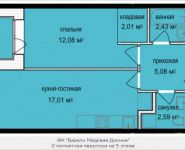 2-комнатная квартира площадью 42.1 кв.м,  | цена 4 221 045 руб. | www.metrprice.ru