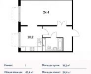 1-комнатная квартира площадью 47 кв.м, Боровское ш., 2 | цена 5 261 400 руб. | www.metrprice.ru