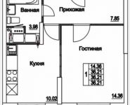 1-комнатная квартира площадью 36 кв.м, 2-я Муравская улица, 7с1 | цена 4 394 561 руб. | www.metrprice.ru