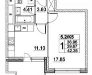 1-комнатная квартира площадью 42 кв.м, Лазоревый пр., 3С5 | цена 8 721 761 руб. | www.metrprice.ru