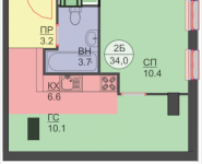 2-комнатная квартира площадью 34 кв.м, Авангардная, корп.7 | цена 3 774 000 руб. | www.metrprice.ru