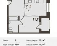 1-комнатная квартира площадью 42.1 кв.м, Головинское ш., 5 | цена 8 630 500 руб. | www.metrprice.ru