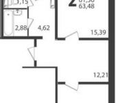 2-комнатная квартира площадью 63 кв.м, Железнодорожная ул. | цена 3 818 322 руб. | www.metrprice.ru