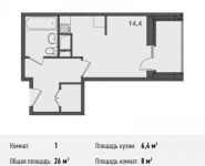 1-комнатная квартира площадью 25.5 кв.м, Барышевская Роща ул., 11 | цена 2 836 875 руб. | www.metrprice.ru
