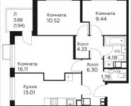 3-комнатная квартира площадью 67.58 кв.м, д.Столбово, уч.40/2, корп.4 | цена 6 292 711 руб. | www.metrprice.ru