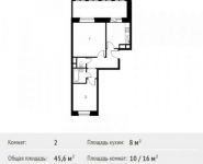 2-комнатная квартира площадью 45.6 кв.м,  | цена 3 516 307 руб. | www.metrprice.ru