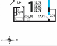 1-комнатная квартира площадью 32.73 кв.м, Нововатутинский проспект, 10/1 | цена 3 076 620 руб. | www.metrprice.ru