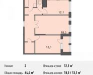 2-комнатная квартира площадью 64.4 кв.м, Нагатинский 1-й пр., 16С1 | цена 11 189 024 руб. | www.metrprice.ru