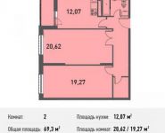 2-комнатная квартира площадью 69.3 кв.м, Белорусская ул., 10 | цена 4 704 777 руб. | www.metrprice.ru