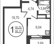 1-комнатная квартира площадью 38 кв.м, Колпакова ул., 44 | цена 3 549 810 руб. | www.metrprice.ru