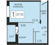 1-комнатная квартира площадью 37.92 кв.м, Хлебозаводская улица, 10 | цена 2 111 954 руб. | www.metrprice.ru