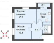 1-комнатная квартира площадью 50.4 кв.м,  | цена 3 729 600 руб. | www.metrprice.ru