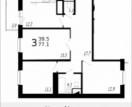 3-комнатная квартира площадью 77.1 кв.м, Колпакова, 44, корп.33 | цена 7 502 738 руб. | www.metrprice.ru