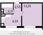 1-комнатная квартира площадью 25.83 кв.м, Широкая улица, 17 | цена 2 221 948 руб. | www.metrprice.ru