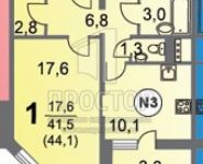 1-комнатная квартира площадью 41 кв.м, Александры Монаховой ул., 6 | цена 5 800 000 руб. | www.metrprice.ru