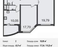 2-комнатная квартира площадью 63.9 кв.м в ЖК "Центр-2", Автозаводская ул., 105 | цена 4 664 700 руб. | www.metrprice.ru