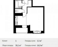 1-комнатная квартира площадью 30.1 кв.м, Фруктовая улица, 1 | цена 3 426 344 руб. | www.metrprice.ru