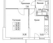 1-комнатная квартира площадью 37.52 кв.м, 2-я Муравская | цена 5 037 645 руб. | www.metrprice.ru