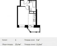 1-комнатная квартира площадью 23.4 кв.м, Софийская улица, 17 | цена 2 030 858 руб. | www.metrprice.ru