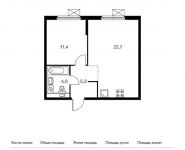 1-комнатная квартира площадью 43.4 кв.м,  | цена 4 387 740 руб. | www.metrprice.ru