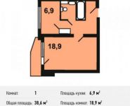 1-комнатная квартира площадью 38.6 кв.м, улица Главмосстроя, 5к2с1 | цена 5 359 610 руб. | www.metrprice.ru