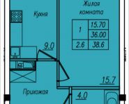 1-комнатная квартира площадью 38.6 кв.м, Просвещения, 12 | цена 2 343 550 руб. | www.metrprice.ru