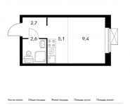 1-комнатная квартира площадью 19.8 кв.м, Ильменский проезд, 17к2 | цена 5 454 900 руб. | www.metrprice.ru