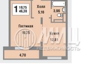 1-комнатная квартира площадью 46 кв.м, Боровское ш., 10 | цена 5 550 000 руб. | www.metrprice.ru