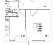 1-комнатная квартира площадью 37.66 кв.м, 2-я Муравская | цена 5 485 404 руб. | www.metrprice.ru