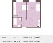 1-комнатная квартира площадью 34.16 кв.м,  | цена 3 381 840 руб. | www.metrprice.ru