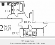 2-комнатная квартира площадью 67.87 кв.м в ЖК "Авентин", Железнодорожная, 33, корп.2 | цена 4 459 466 руб. | www.metrprice.ru