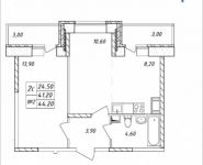 2-комнатная квартира площадью 44.2 кв.м, Дружбы, 46 | цена 3 743 740 руб. | www.metrprice.ru