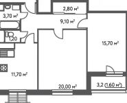 2-комнатная квартира площадью 65.8 кв.м, Софьи Ковалевской улица, д.20, к.2 | цена 10 079 244 руб. | www.metrprice.ru