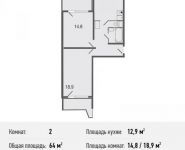 2-комнатная квартира площадью 64 кв.м, Автозаводская ул., 105 | цена 4 544 000 руб. | www.metrprice.ru