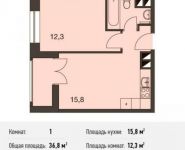 1-комнатная квартира площадью 36.8 кв.м, Автозаводская ул., 23С931 | цена 5 391 200 руб. | www.metrprice.ru