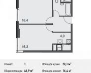 1-комнатная квартира площадью 46.9 кв.м, Докучаев пер., 2 | цена 14 961 100 руб. | www.metrprice.ru