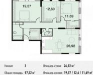 3-комнатная квартира площадью 97.5 кв.м, улица Энергетиков, 6 | цена 19 543 984 руб. | www.metrprice.ru