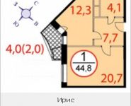 1-комнатная квартира площадью 44.8 кв.м, Фасадная, 2 | цена 4 100 000 руб. | www.metrprice.ru