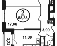 2-комнатная квартира площадью 58.33 кв.м, Петра Алексеева, 12а, корп.4 | цена 9 619 450 руб. | www.metrprice.ru