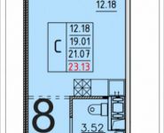 1-комнатная квартира площадью 23.13 кв.м, Расторгуевское шоссе, 24 | цена 1 954 485 руб. | www.metrprice.ru