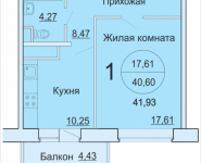 1-комнатная квартира площадью 41.93 кв.м, Садовая, 3, корп.1Б | цена 2 757 561 руб. | www.metrprice.ru