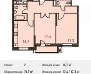 2-комнатная квартира площадью 74.7 кв.м, Донецкая улица, 30с29 | цена 13 455 242 руб. | www.metrprice.ru