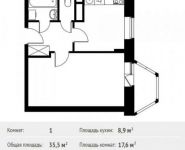 1-комнатная квартира площадью 35.5 кв.м,  | цена 3 100 652 руб. | www.metrprice.ru