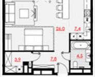 1-комнатная квартира площадью 49.83 кв.м, Ленинградский проспект, 15с28 | цена 14 416 000 руб. | www.metrprice.ru