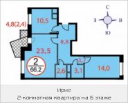 2-комнатная квартира площадью 66.2 кв.м, Фасадная, 2 | цена 4 898 800 руб. | www.metrprice.ru