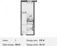 1-комнатная квартира площадью 30.8 кв.м, Белорусская ул., 10 | цена 3 335 969 руб. | www.metrprice.ru