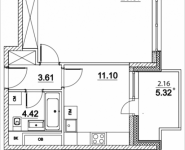 1-комнатная квартира площадью 42.16 кв.м, Лазоревый пр., 3, корп.5 | цена 9 462 769 руб. | www.metrprice.ru