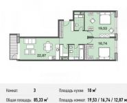 3-комнатная квартира площадью 85.3 кв.м, улица Энергетиков, 6 | цена 17 107 215 руб. | www.metrprice.ru