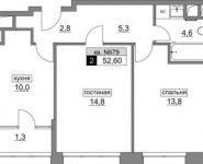 2-комнатная квартира площадью 52.6 кв.м, Родниковая ул. | цена 5 575 600 руб. | www.metrprice.ru
